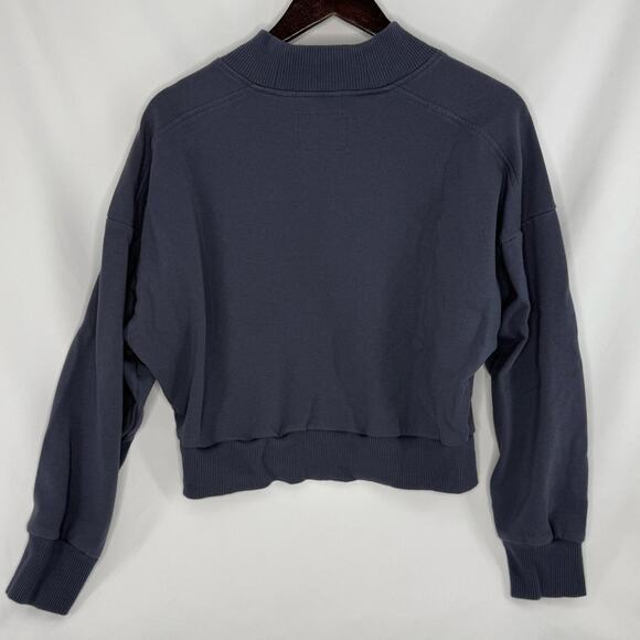 Aéropostale Cropped Half Zip Sweatshirt Medium Blue White New York Embroidered - Picture 2 of 3